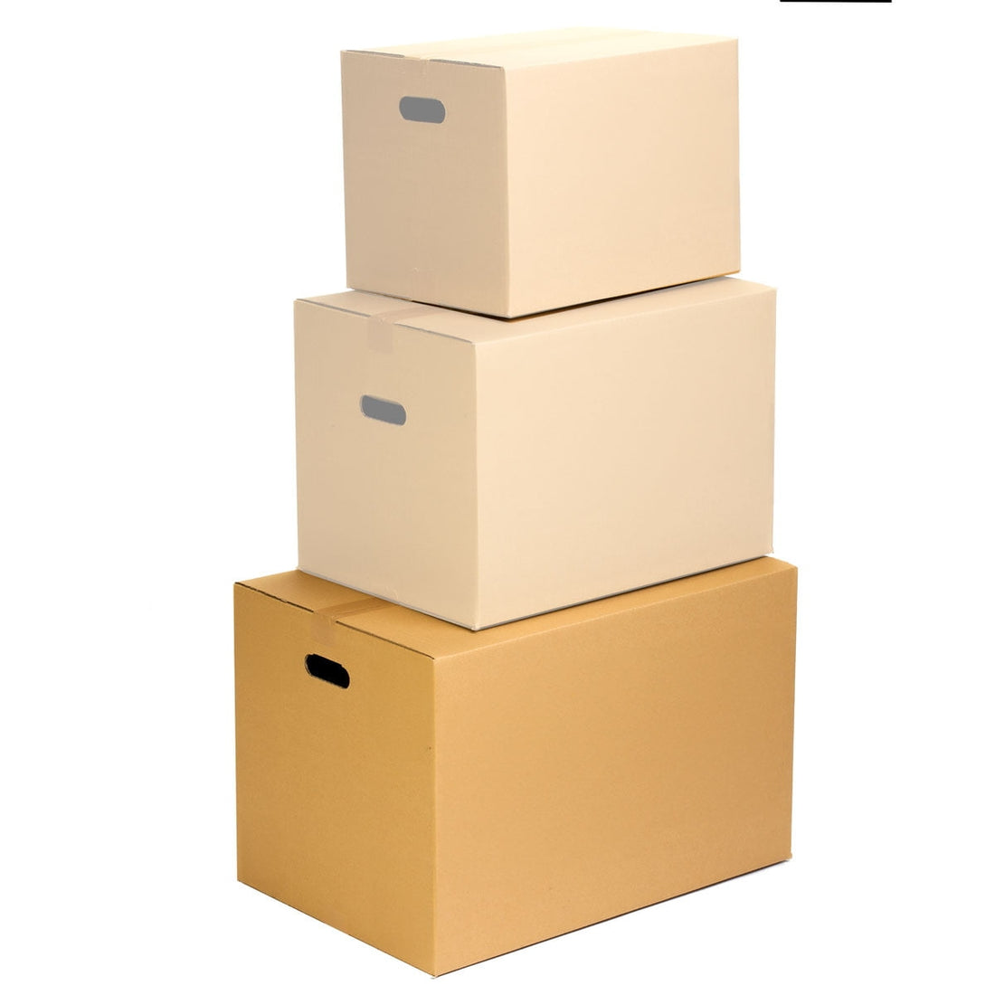 Caja de cartón robusta 60x40x40 cm con asas, ideal para mudanzas, ropa, abrigos y envíos voluminosos.