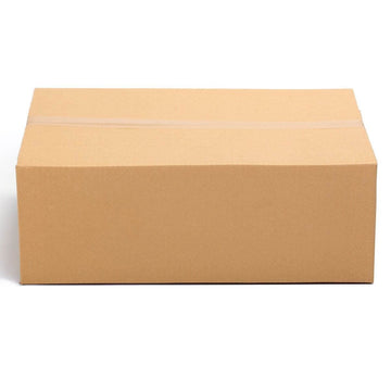 Caja de cartón grande plana rectangular resistente y ecológica para envíos y almacenaje.