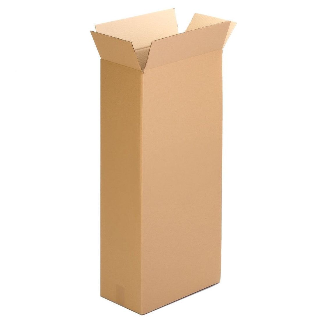 Caja alta rectangular de cartón ondulado 50x15x100 cm, resistente y ecológica para envíos y almacenaje de productos largos.
