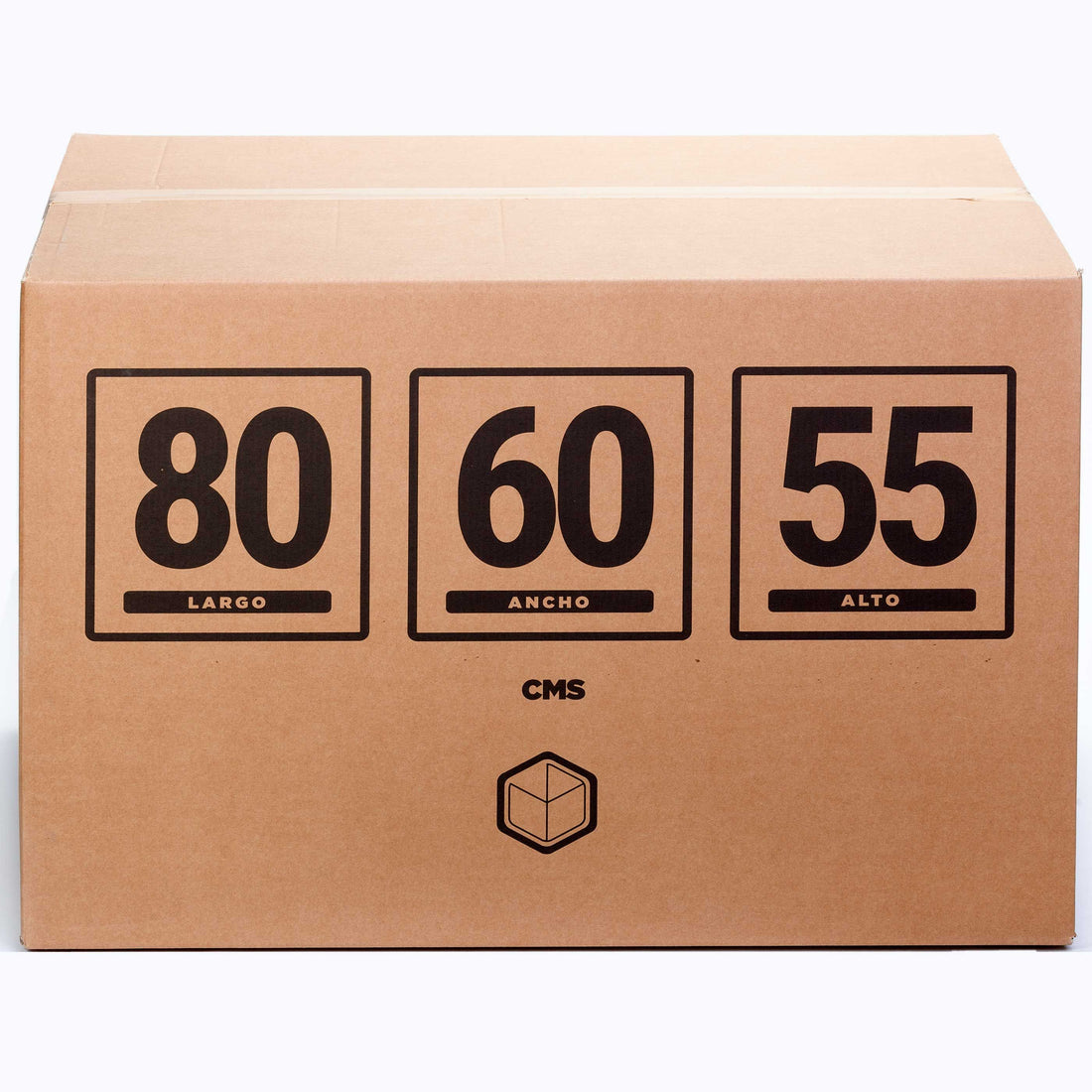 Caja Gigante de embalaje resistente fabricada en cartón canal doble. Medidas interiores 80x60x55 cm. Perfecta para mudanzas voluminosas, almacenaje de objetos grandes o envíos industriales. Este packaging ecológico está diseñado para soportar cargas pesadas y proteger su contenido durante el transporte. Ideal para ecommerce, empresas de logística y guardamuebles. Tamaño Medio Palet Europeo