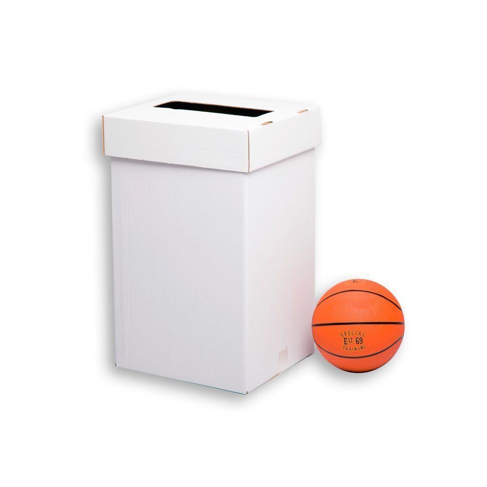 Caja papelera anónima 41x32,5x69 cm con tapa superior automontable de cartón, ideal para oficinas, pasillos, y recopilado de documentación para reciclar.