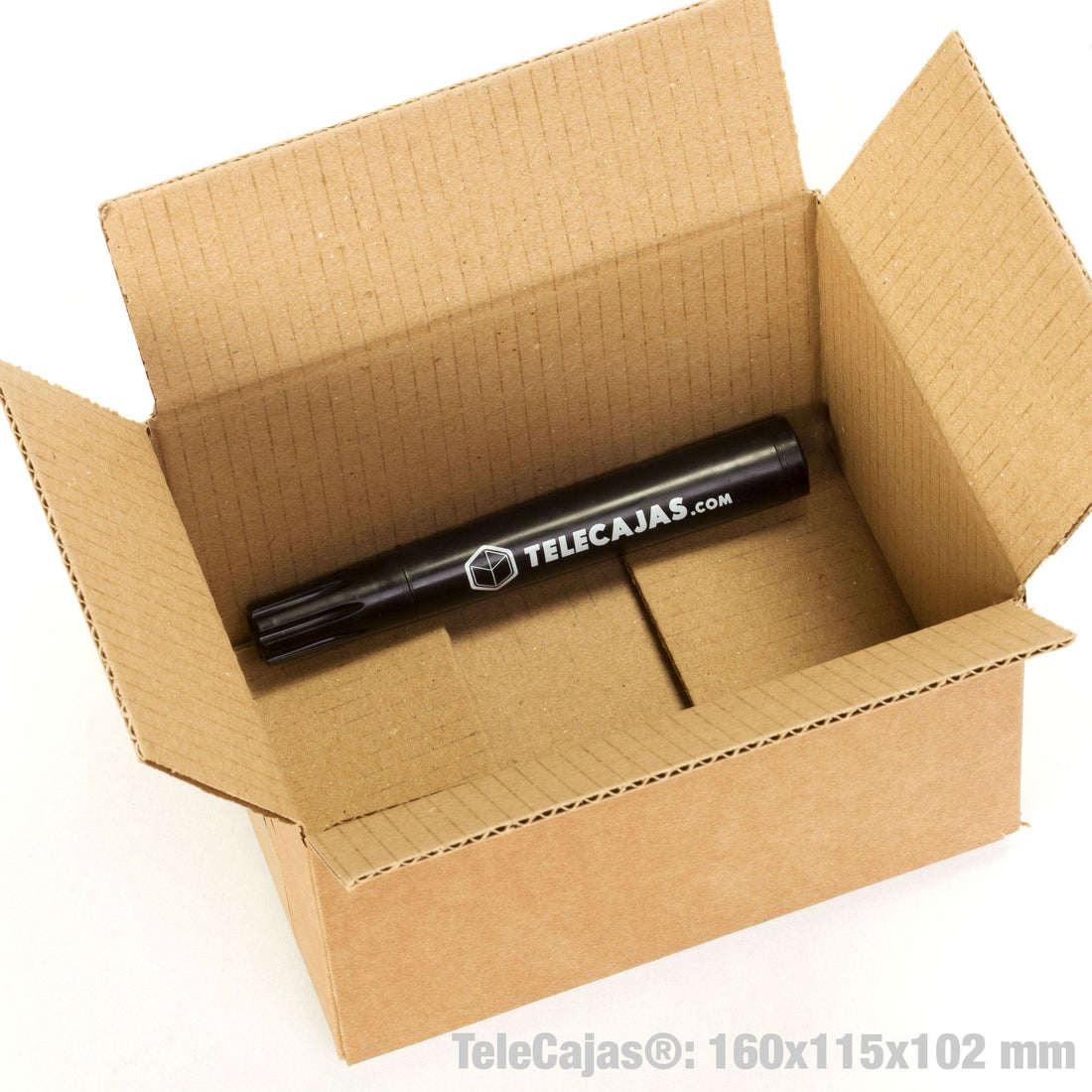Cajita de embalaje pequeña y robusta de 160x115x102 mm en color kraft. Perfecta para packaging ecológico de productos ligeros, envíos por mensajería o protección de objetos delicados. Fabricada en cartón reciclado de canal simple, ideal para negocios online que buscan una presentación cuidada y funcional.