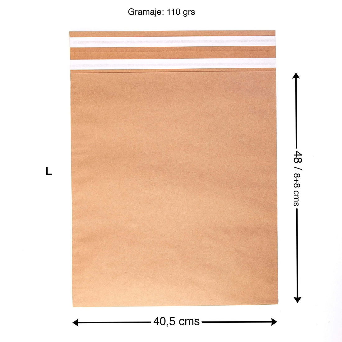 Sobres de papel kraft reutilizables tamaño L 40,5x48 cm con cierre ida y vuelta, pack de 300 TeleCajas