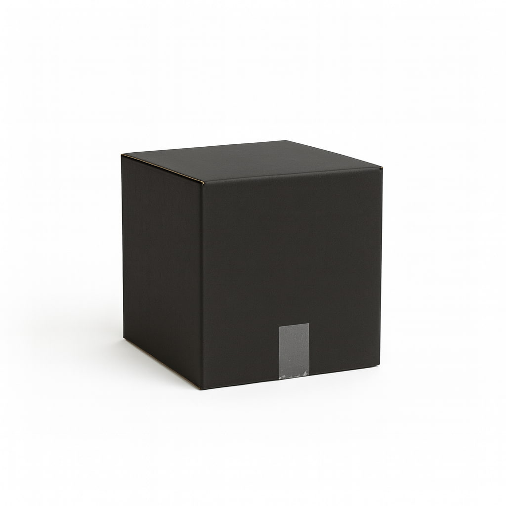 TELECAJAS | Square BLACK Box 25x25x25 cm DOUBLE Flap, without handles