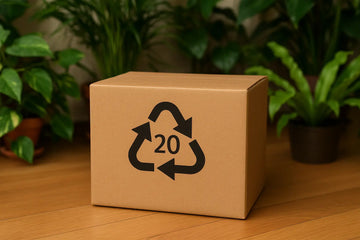 Simbolo 20-PAP en caja de cartón corrugado