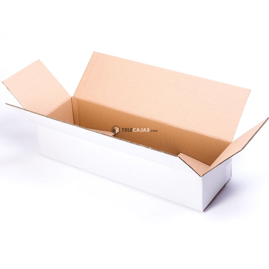TELECAJAS | Caja Jamón y Paletilla - 85x25x16,30 cm | Color blanco - Canal Doble Reforzado | Pack de 10 - TELECAJAS