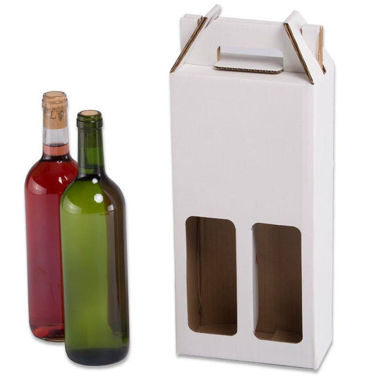 TELECAJAS | Estuche Blanco 2 Botellas de Vino | Automontable con Asa - TELECAJAS