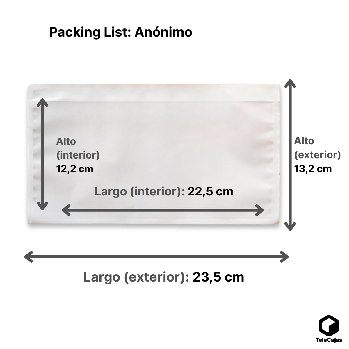 Lista de embalagem | Exterior: 235x132 mm (Interior: 225x122 mm) - A4 Dobrado em 3 | Envelopes contêm documentação | Pacote de 1000 Sacos