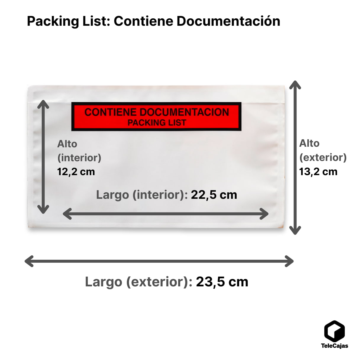 Lista de embalagem | Exterior: 235x132 mm (Interior: 225x122 mm) - A4 Dobrado em 3 | Envelopes contêm documentação | Pacote de 1000 Sacos