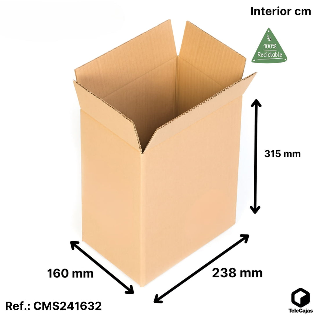 Caja de cartón 24x16x32 cm resistente, pare envíos, almacenaje o embalaje ecommerce.