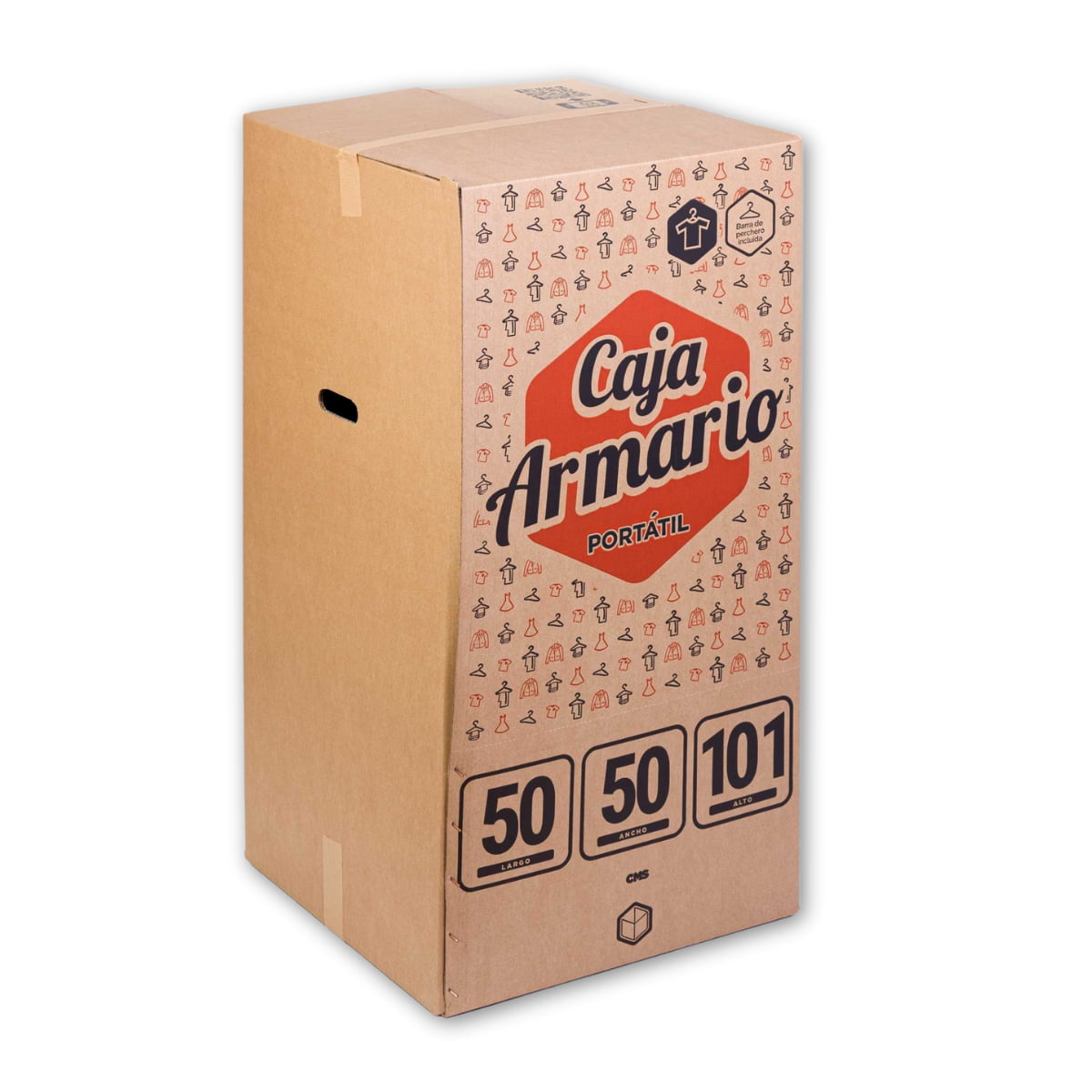 Caixa de guarda-roupa portátil para roupa (50x50x101 cm) | Roupeiro para mudança | Inclui cabideiro