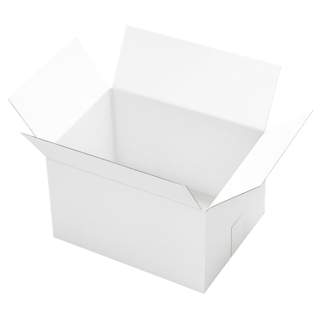 Caja de embalaje folios A4 mediana y robusta de 305x228x183 mm en color blanco interior y exterior. Perfecta para packaging ecológico de productos ligeros, envíos por mensajería o protección de objetos delicados. Fabricada en cartón reciclado de canal simple, ideal para negocios online que buscan una presentación cuidada y funcional.