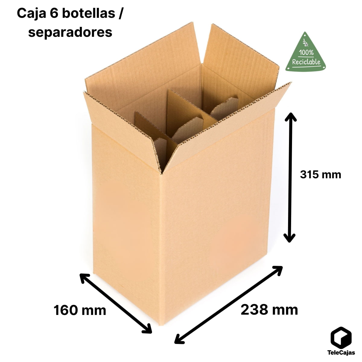 Caixas para 6 garrafas de vinho COM divisórias com grades