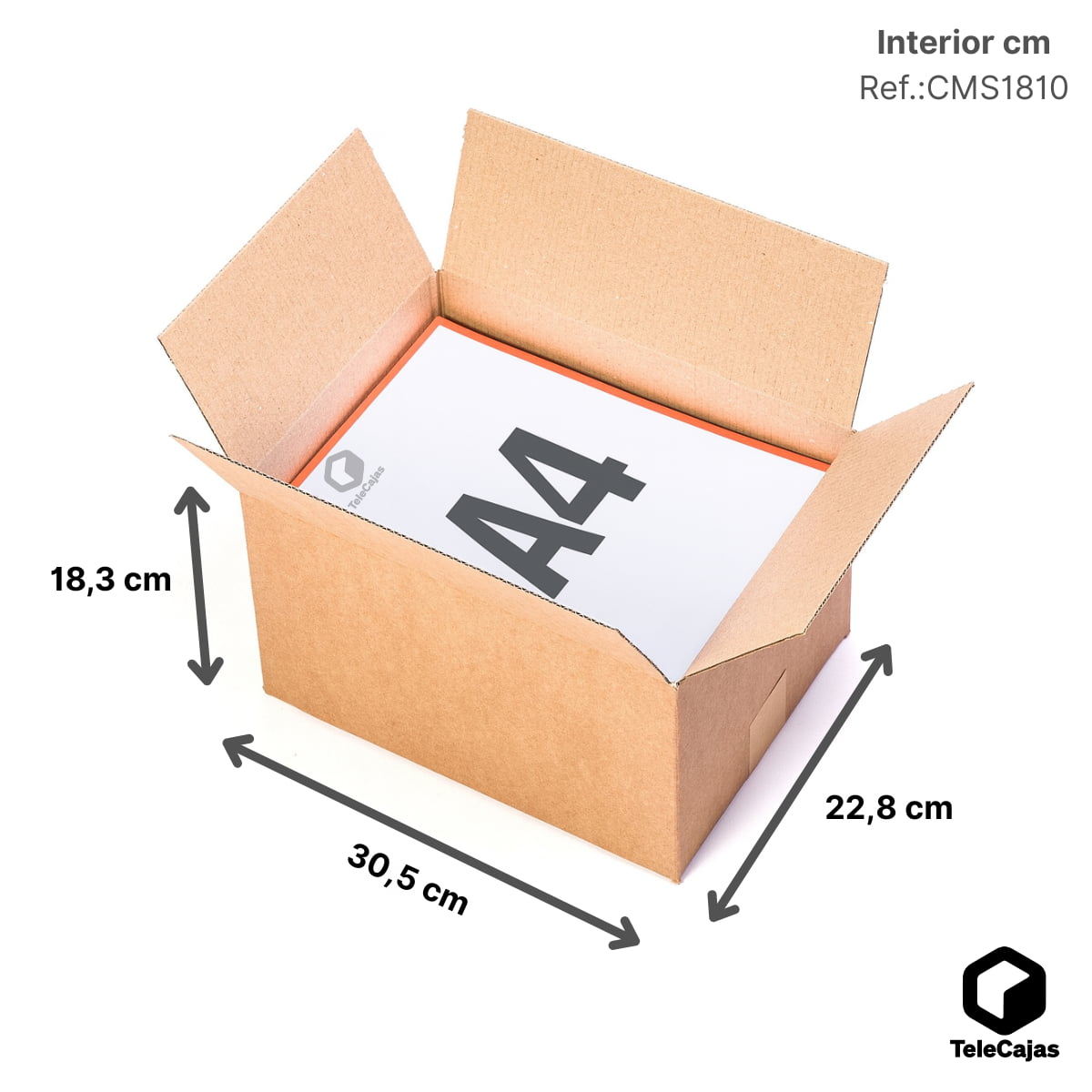 Caja de embalaje muy robusta de canal simple reforzada, fabricada en cartón resistente. Medidas interiores folio A4: largo 30,5 cm, ancho 22,8 cm y alto 18,3 cm. Perfecta para packaging ecológico, envíos por mensajería o almacenamiento doméstico. Solución versátil para tiendas online y uso industrial ligero.