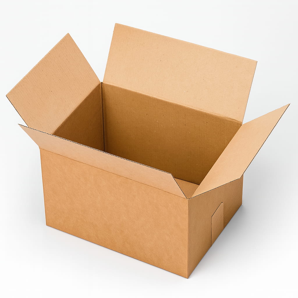 Caja de embalaje muy robusta de canal simple reforzada, fabricada en cartón resistente. Medidas interiores: largo 30,5 cm, ancho 22,8 cm y alto 18,3 cm. Perfecta para packaging ecológico, envíos por mensajería o almacenamiento doméstico. Solución versátil para tiendas online y uso industrial ligero.