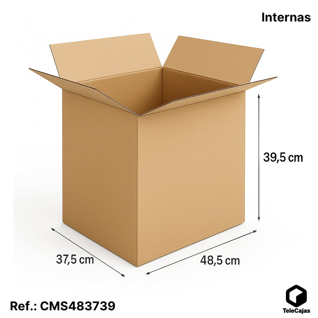 Caja de cartón marrón canal simple medidas 48,5 x 37,5
x 39,5 cm, resistente para embalaje, envios o almacenaje profesional.