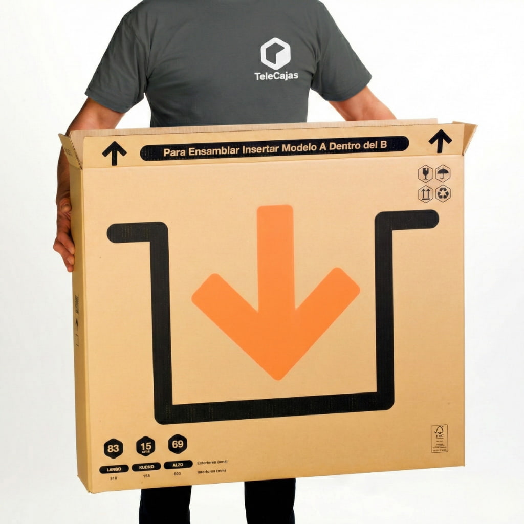 Caja telescópica 81x13x69 cm para cuadros y televisores planos hasta 37 pulgadas, robusta y resistente