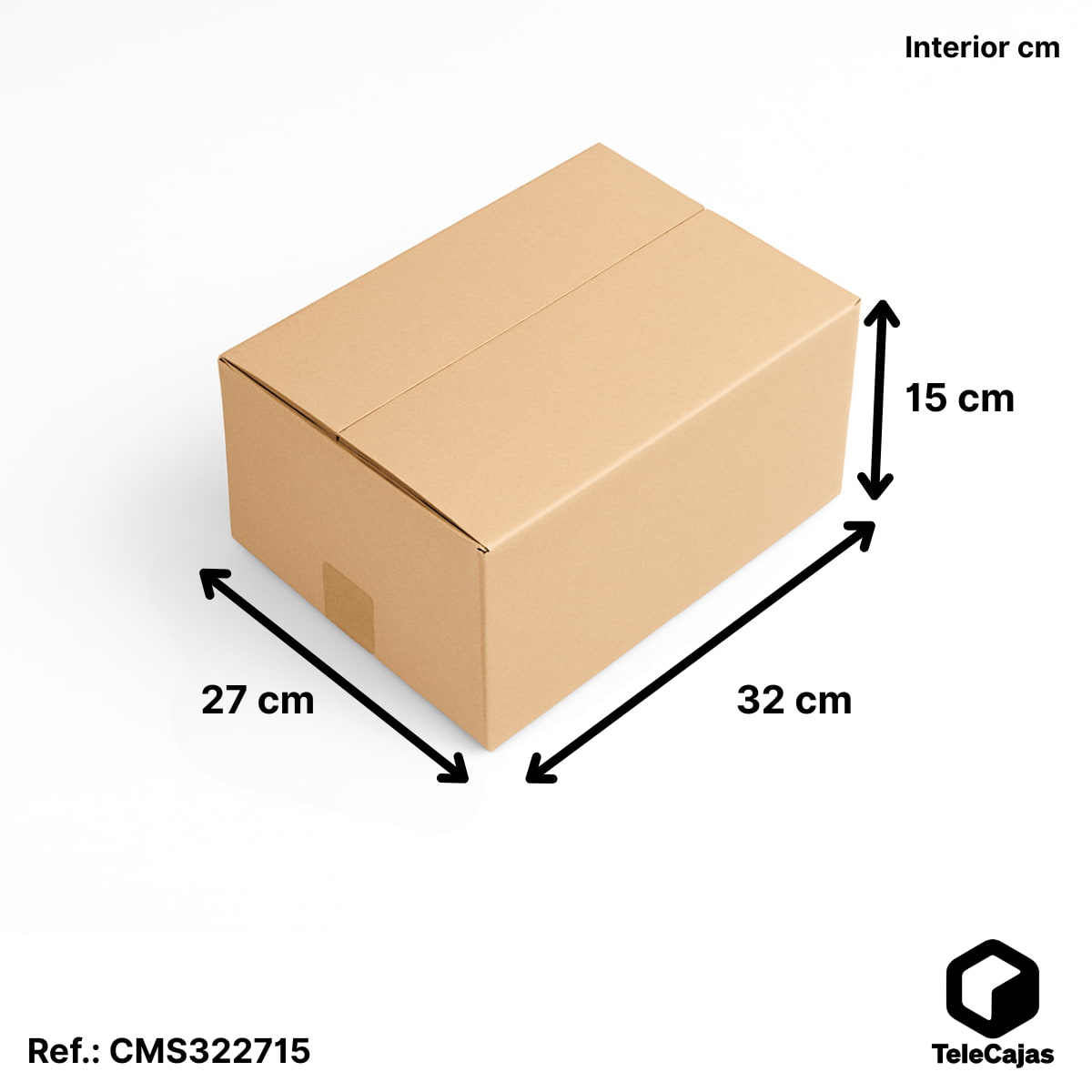 Caja de embalaje de cartón marrón con solapas, tamaño interior 32x27x15 cm, carton doble onda para envíos ecommerce o almacenaje doméstico. Fabricada en canal doble reforzada.