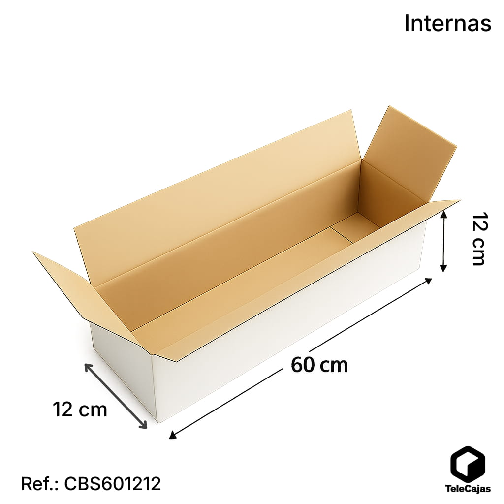 60x12x12 cm Long White Cardboard Box | Sturdy packaging for elongated items such as cured meats, tubes, blueprints, lamps, figurines, keyboards, etc.