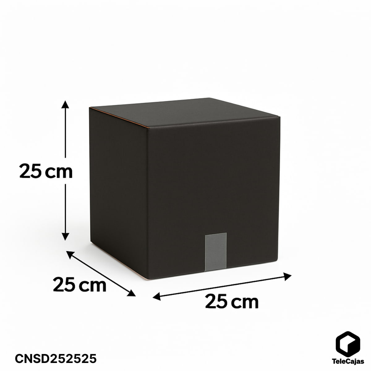 Medidas Caja de cartón negra 25x25x25 cm interiores, doble solapas, sin asas