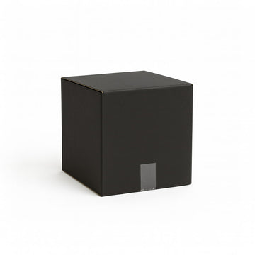 Caja de cartón negra 25x25x25 cm interiores, doble solapas, sin asas