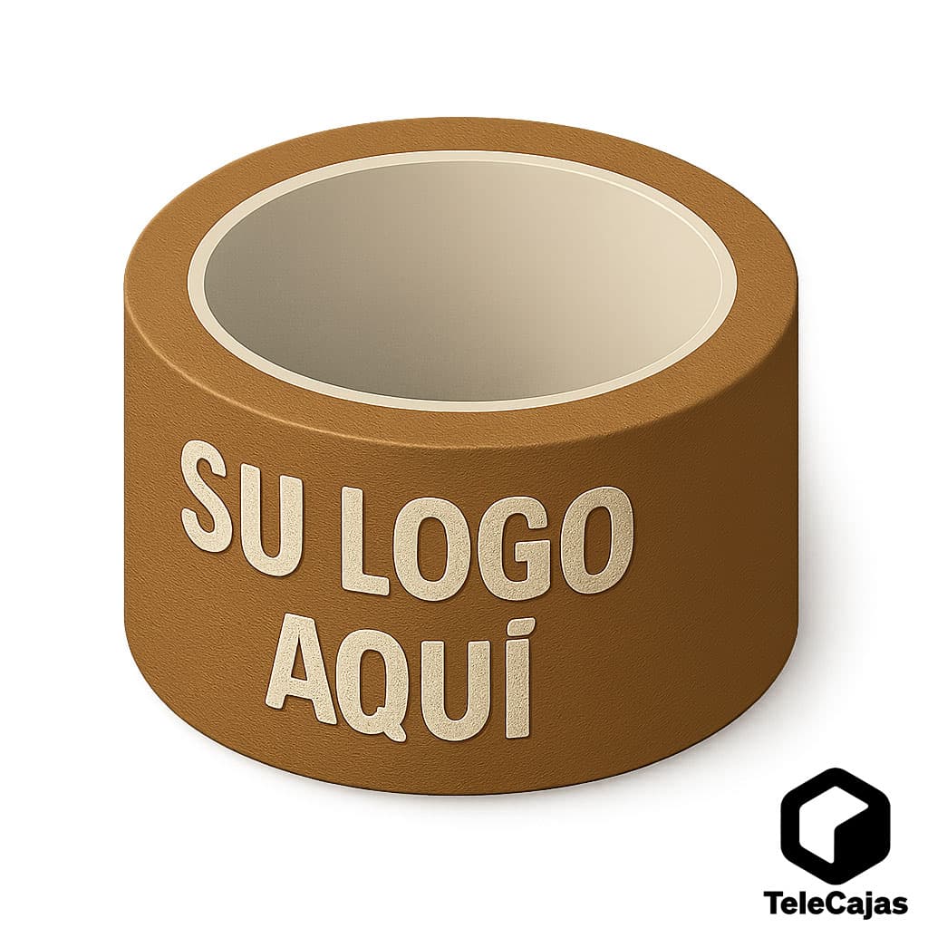 Fita adesiva personalizada com seu logotipo. Vários comprimentos e tintas para escolher | Alta aderência | Clichês e designs gratuitos | 180 unidades (5 caixas)