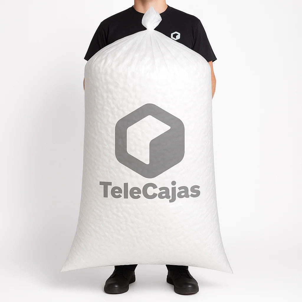 saco cuadradillo en forma de tacos o cubos de poliestireno expandido telecajas