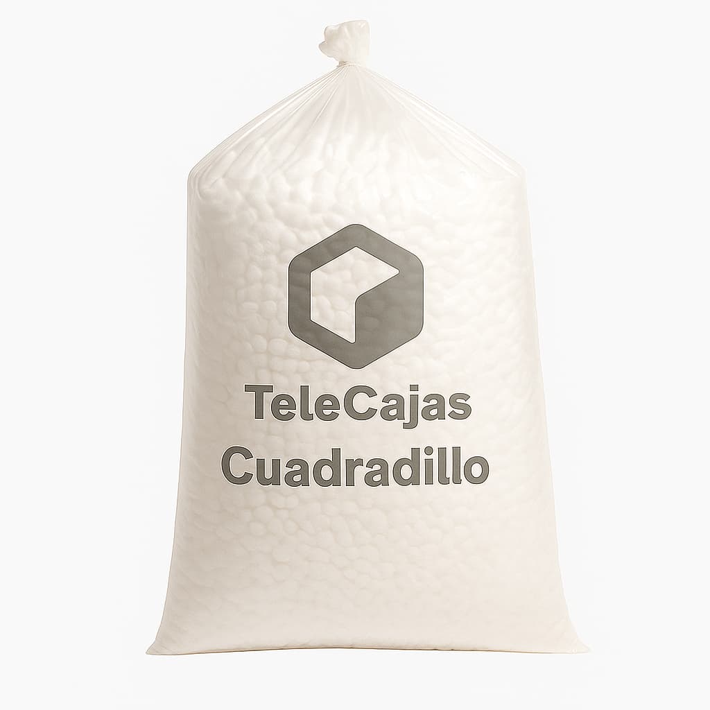 saco cuadradillo en forma de tacos o cubos de poliestireno expandido telecajas