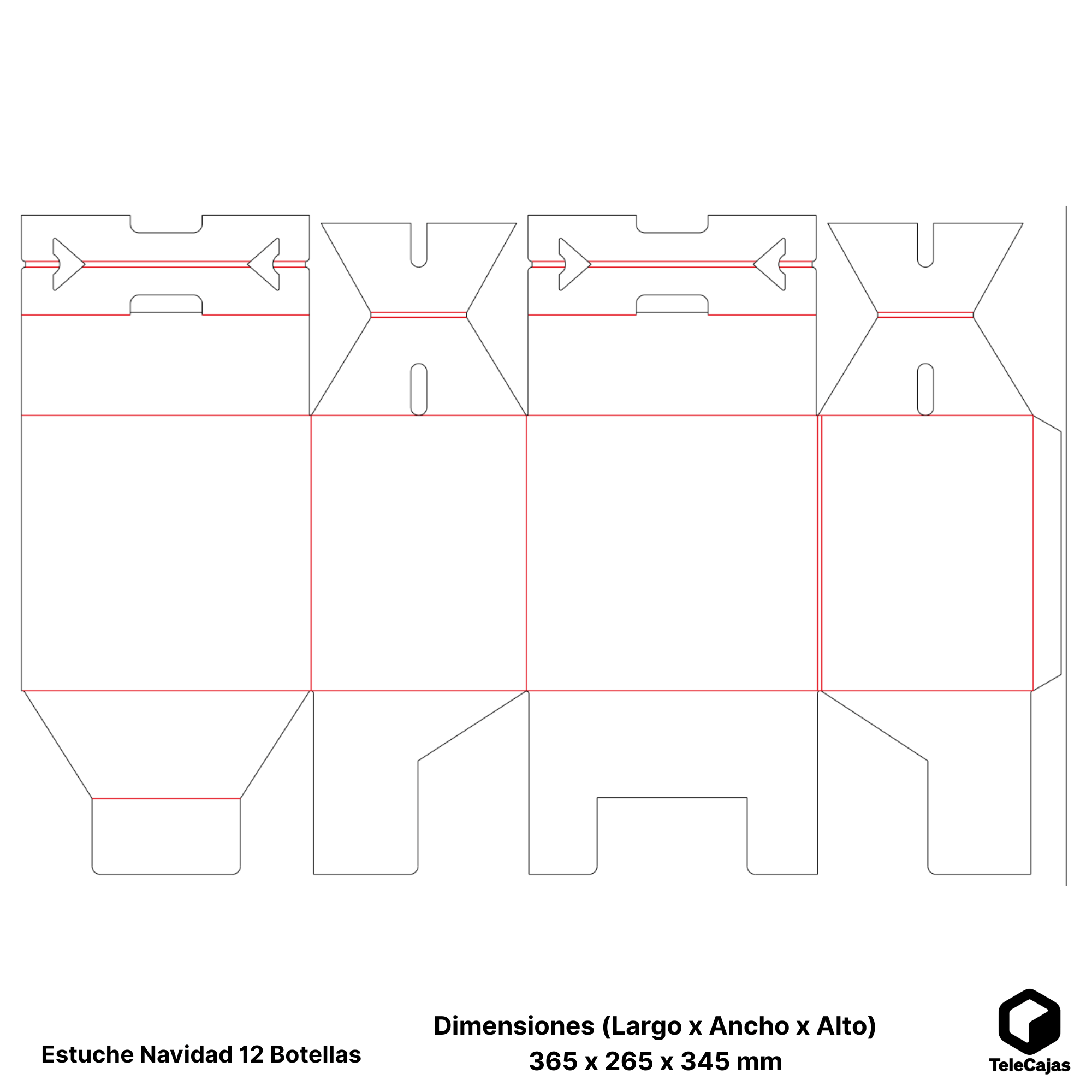 Elegant and Robust Glossy Stucco Christmas Gift Box | Large Gift (for 12 bottles, cured meats, cheeses...)