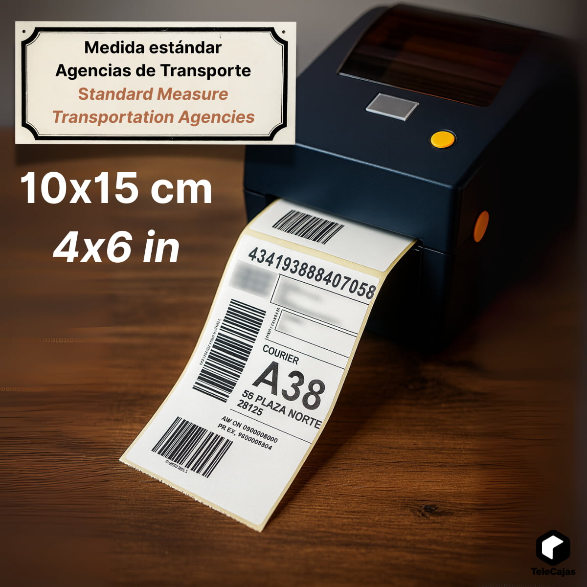 Impresora con Etiquetas térmicas adhesivas 10x15 cm en rollo, pack de 1000, ideales para envíos de paquetes en mensajerías y agencias de transporte