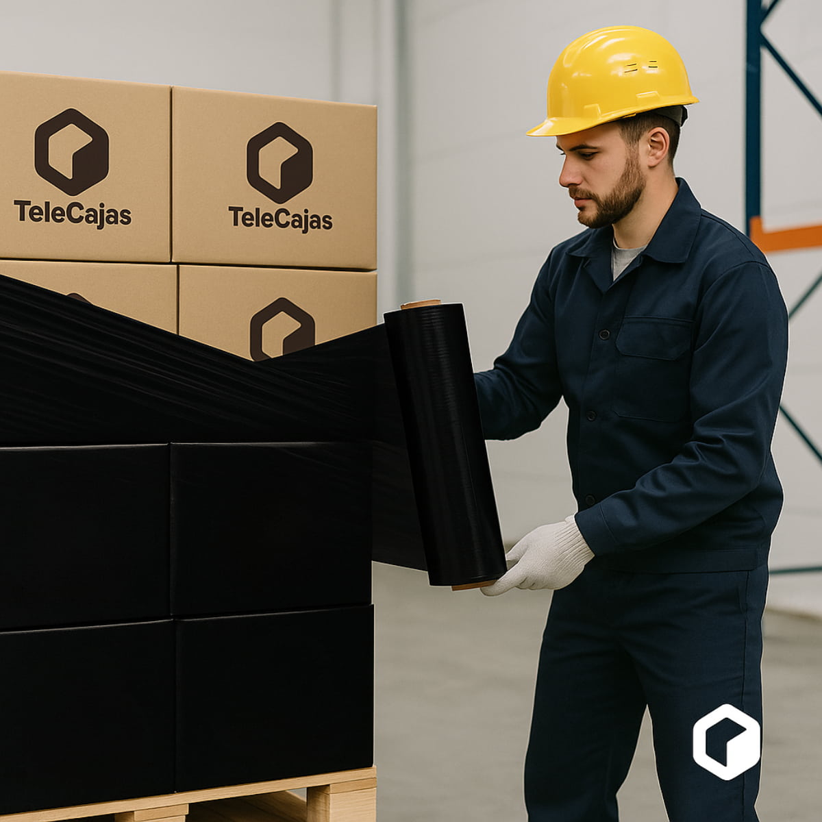 Film estirable negro opaco 23 micras de 125 m y 1,5 kg para embalaje y paletizar, ideal para proteger cargas en mudanzas, almacenaje o envíos ecommerce.