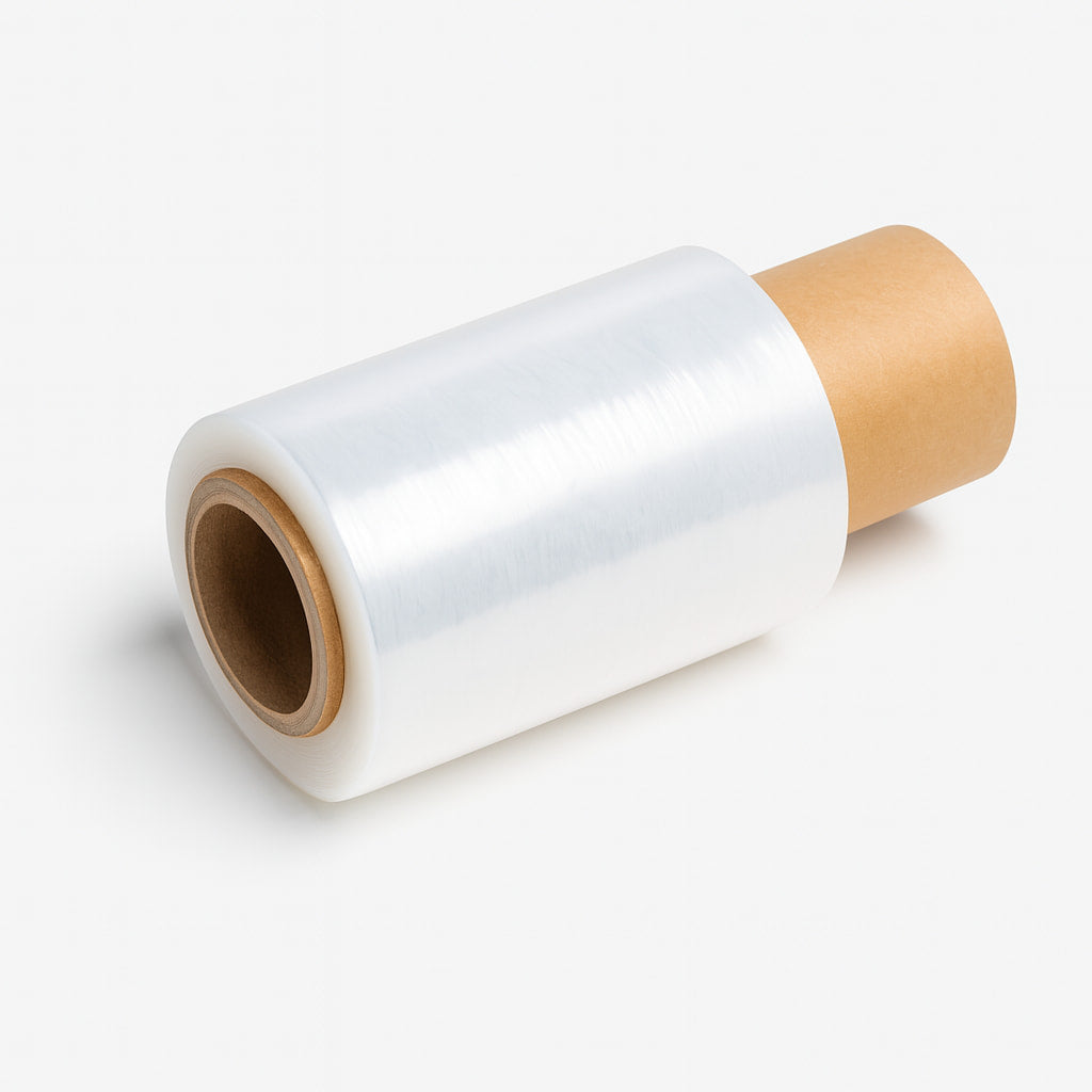 MiniFilm estirable transparente con anilla larga, perfecto para embalar productos pequeños, agrupar objetos o evitar desplazamientos en envíos. Este film manual es una alternativa versátil y ecológica al plástico convencional, ideal para packaging de ecommerce, mudanzas o protección logística. Su formato compacto lo hace práctico para talleres, oficinas o uso doméstico.