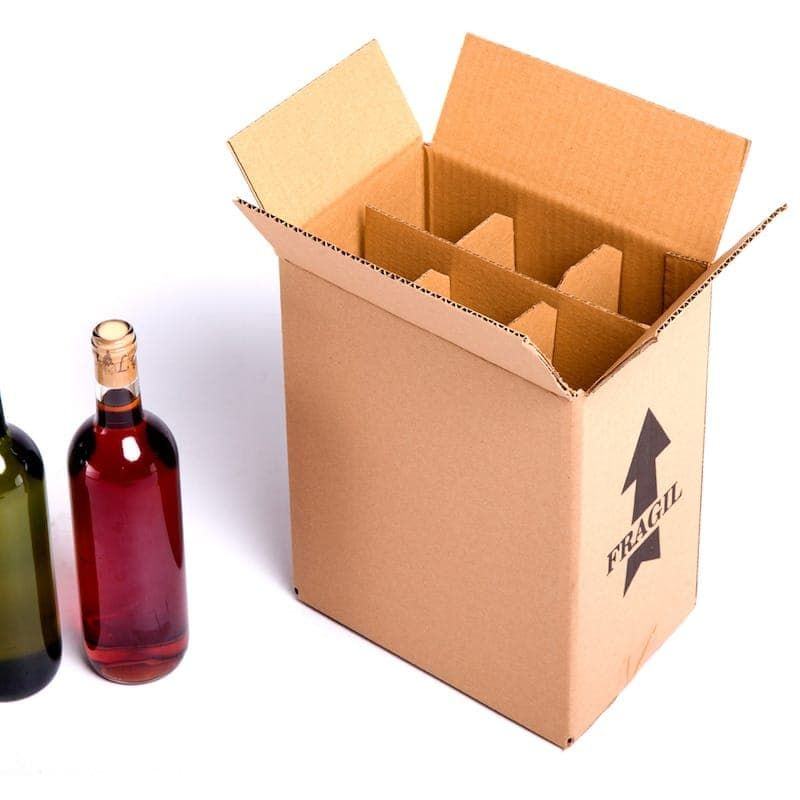 Cajas para 6 botellas de vino CON separadores divisores de rejillas. Medida Interna: 23,5 x 15,5 x 31,5 cm