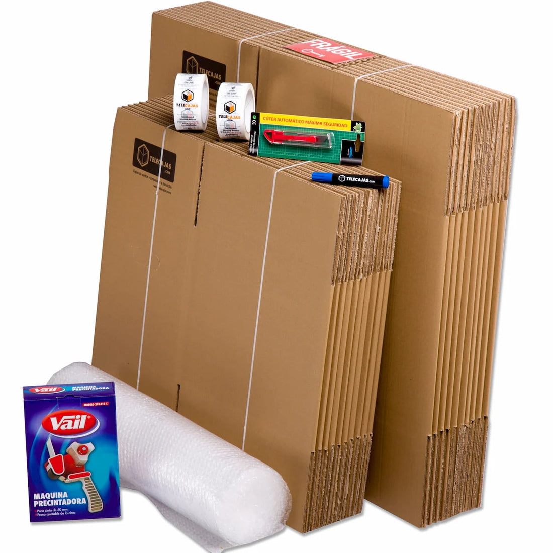 Pack Mudanza Single para pisos de soltero o estudiantes de 1 habitación, incluye cajas y todo el embalaje necesario.