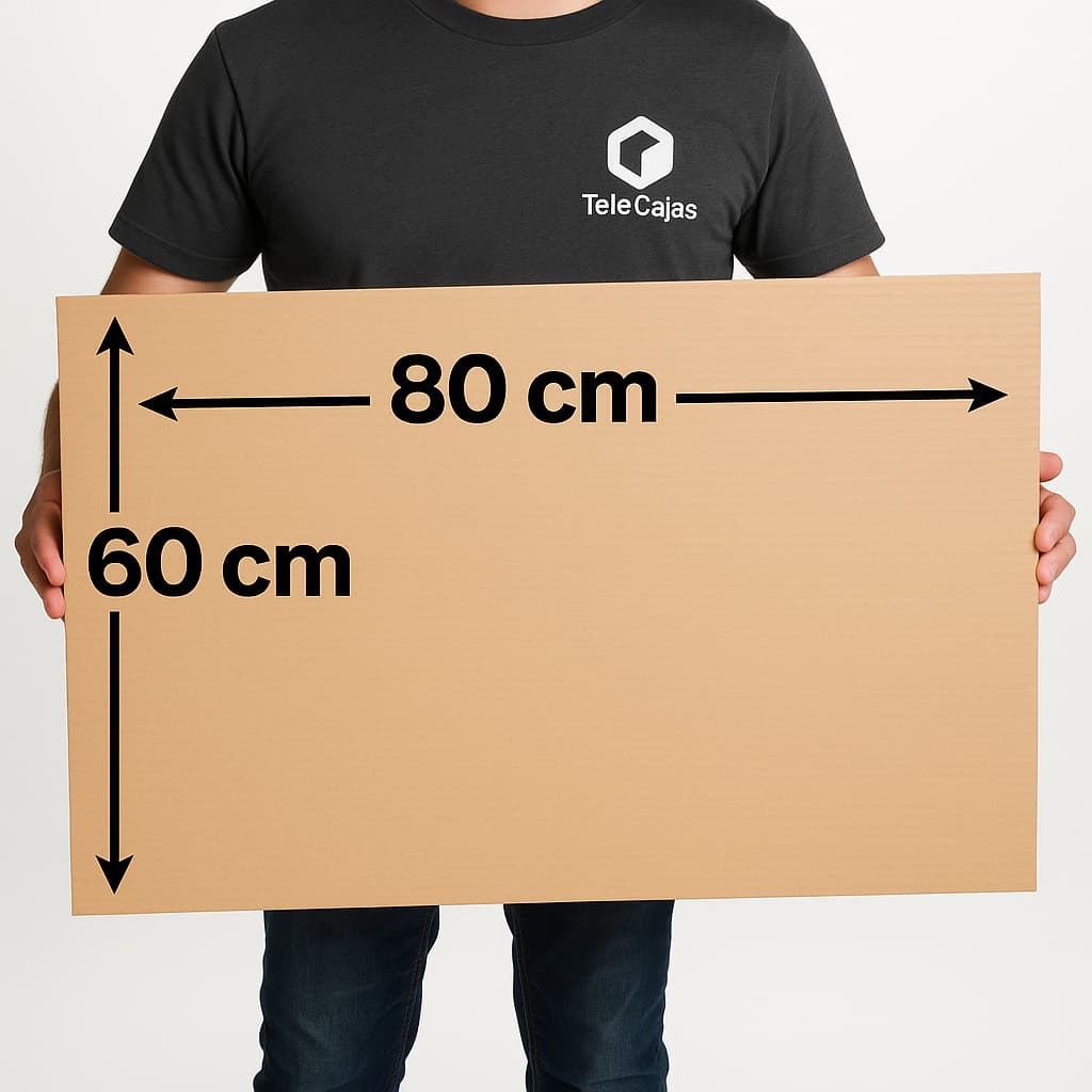 Plancha de cartón kraft 80x60 cm sostenida por persona, ideal para manualidades, proyectos escolares o refuerzo de embalajes.