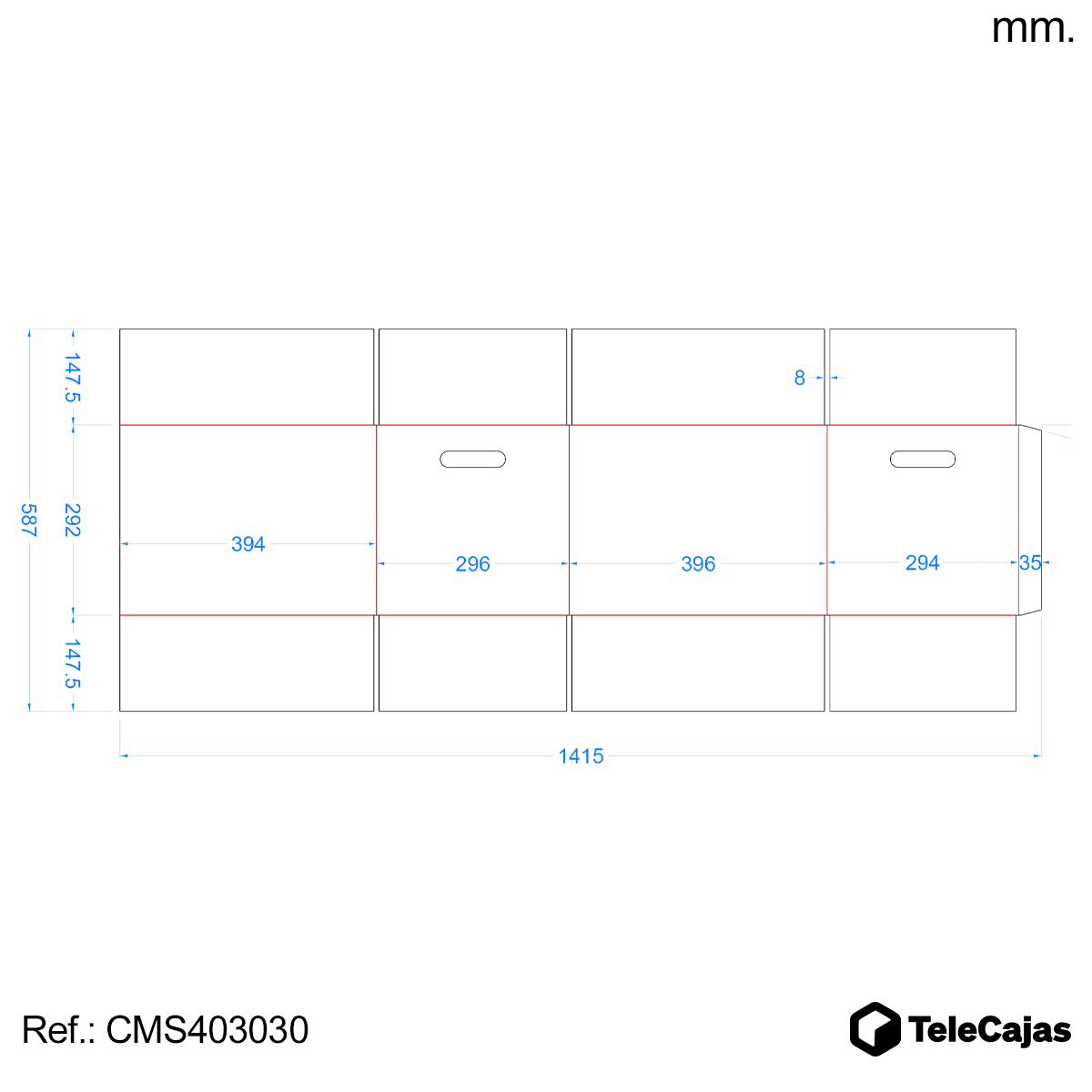 plano acotado caja 40x30x30-cm telecajas