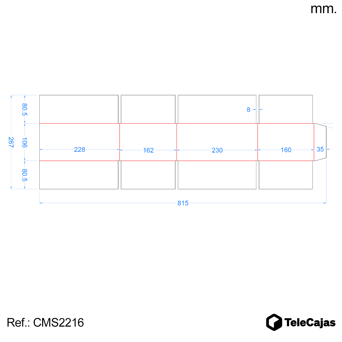 plano caja 228x160x102-mm marron telecajas