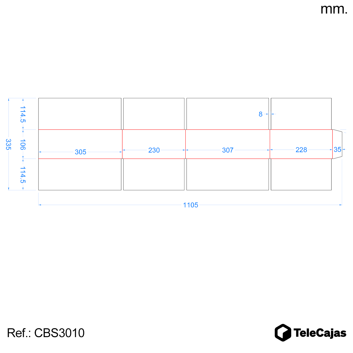 plano Caja de embalaje blanca interior y exterior muy robusta de canal simple reforzada, fabricada en cartón resistente. Medidas interiores: largo 30,5 cm, ancho 22,8 cm y alto 10,2 cm. Perfecta para packaging ecológico, envíos por mensajería o almacenami