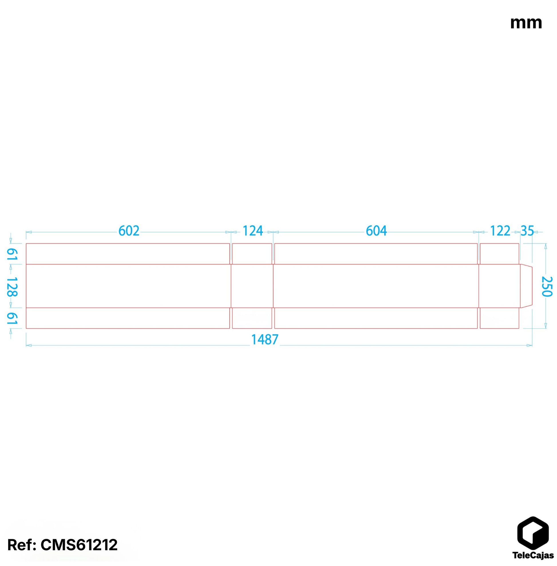 Plano actotado Caja larga de cartón de 60x12x12 cm  resistente y ecológica, ideal para envíos de objetos alargados como tubos, teclados, lámparas o planos.