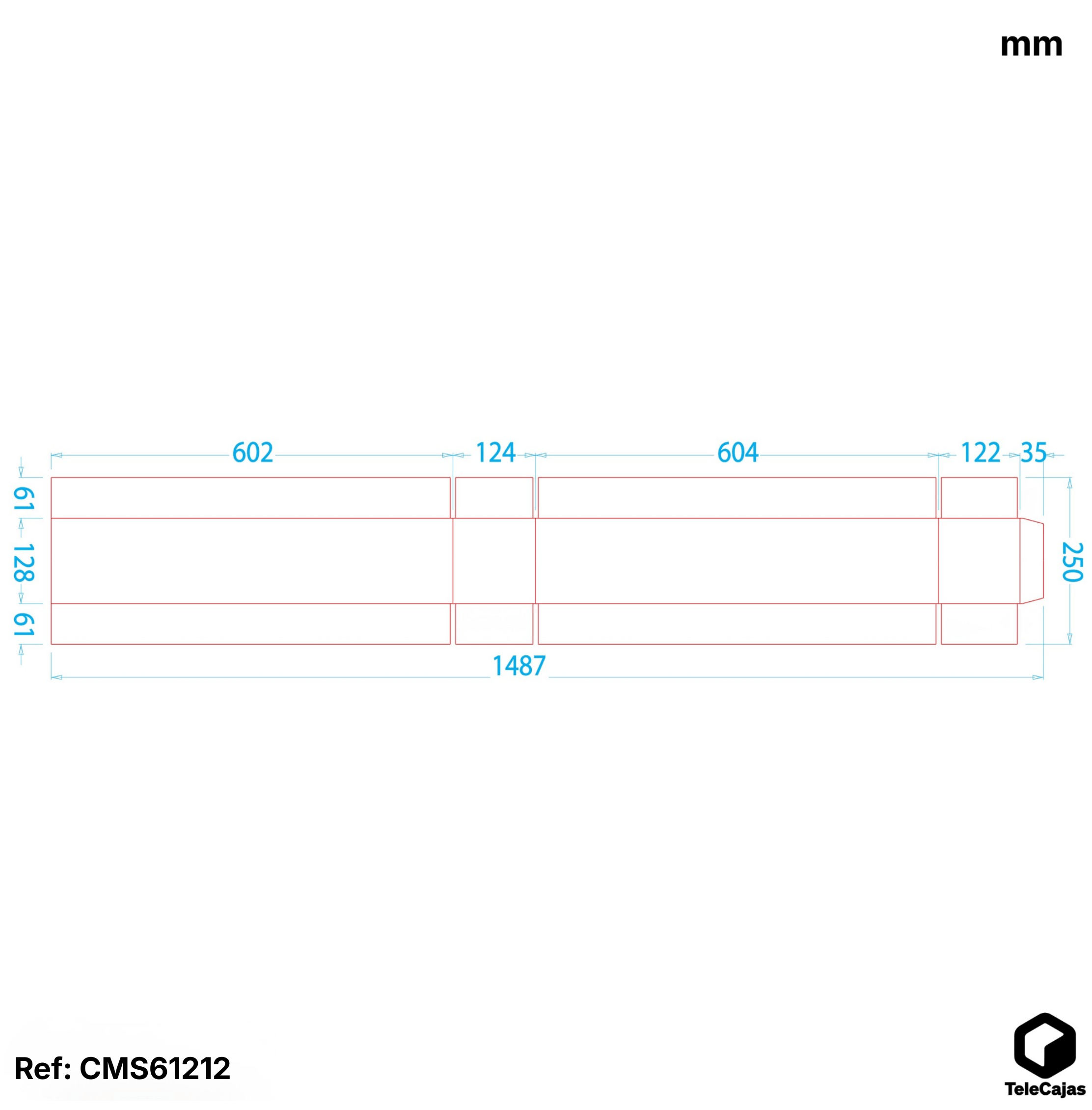 Plano actotado Caja larga de cartón de 60x12x12 cm  resistente y ecológica, ideal para envíos de objetos alargados como tubos, teclados, lámparas o planos.