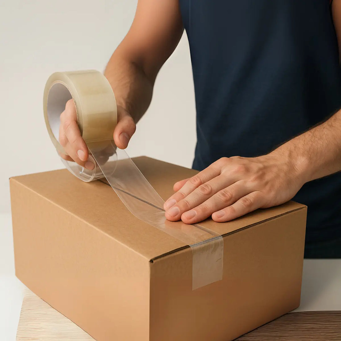 Cinta adhesiva transparente 126 m x 48 mm, precinto de embalar en rollo con adhesivo de alta adherencia para cierre de cajas de cartón.