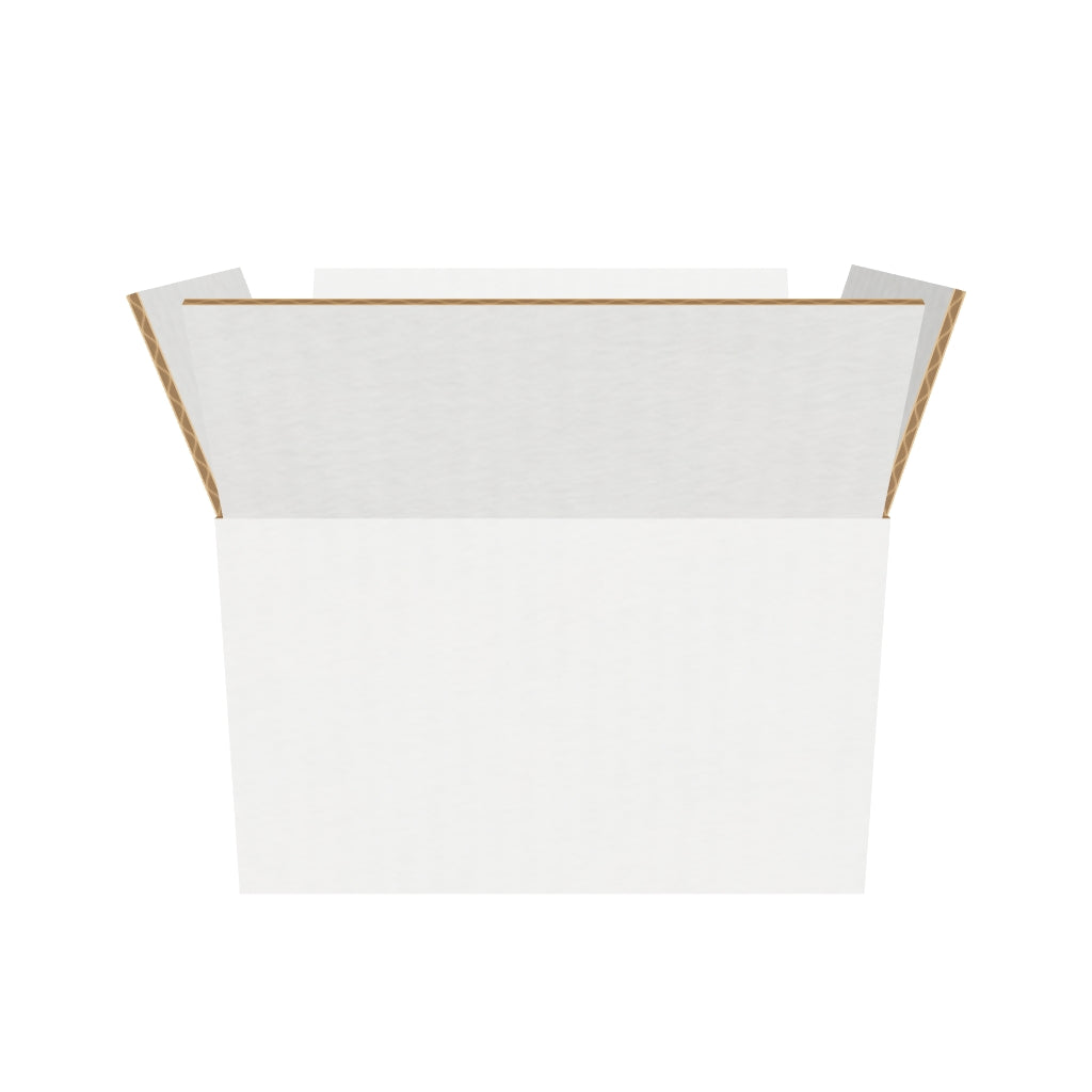 Caja de cartón blanca con solapas 16x11,5x10,2 cm en 3D