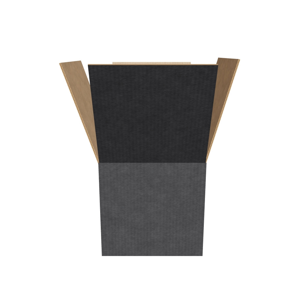Caja de cartón negra 25x25x25 cm solapa doble en 3D