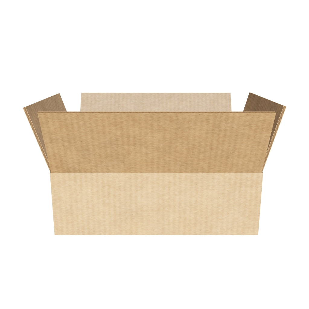 Caja de cartón marrón de solapas 30x20x10 cm en 3D