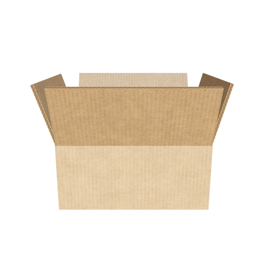 Caja de cartón doble onda marrón de solapas 32x27x15 cm en 3D
