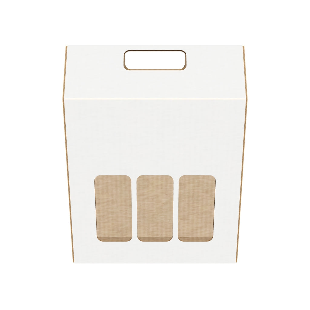 Estuche blanco 3 botellas vino 26x8,5x33 cm en 3D