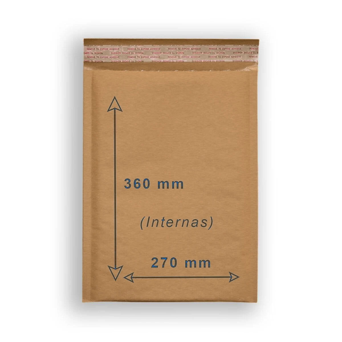 Medidas en Sobre acolchado grande 18H 270x360 mm interior con burbujas y autocierre, ideal para envíos seguros y protección de objetos planos y documentación